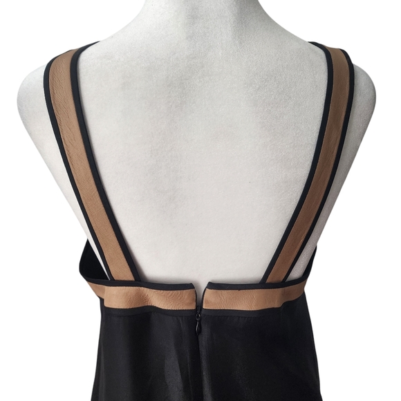 EUC Martin Grant Paris Silk Blend Black w/ Tan Halter Thick Strap Pocketed Dress - Picture 7 of 11